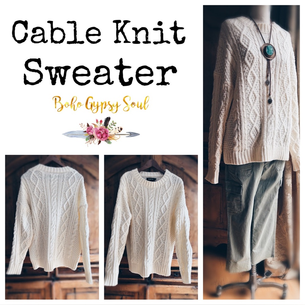 Crewneck Cable Knit Sweater